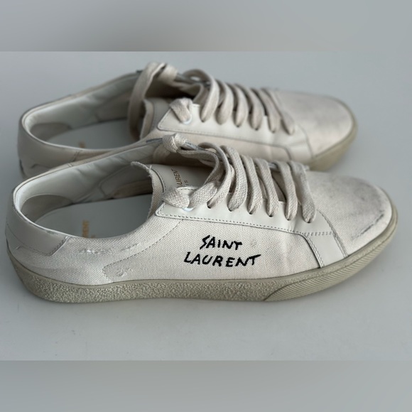 SAINT LAURENT COURT CLASSIC SL/06 EMBROIDERED SNEAKERS IN CANVAS AND LEATHER - Picture 7 of 11